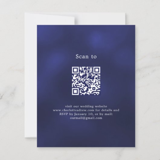 Navy blue snowflakes winter wedding QR invitation (裏面)