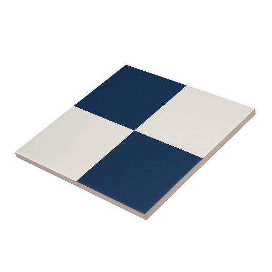 Navy Blue & Soft Beige Square Box Stylish Pattern タイル (側面)