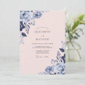 Navy Blue Soft Spring Wedding 招待状 (スタンド正面)