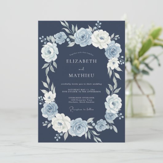 Navy Blue Solstice Wedding 招待状 (スタンド正面)