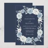 Navy Blue Solstice Wedding 招待状 (正面/裏面)