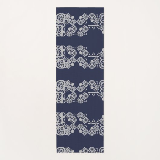 Navy Blue Soothing Pattern Yoga Mat ヨガマット (正面)