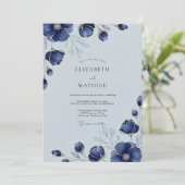 Navy Blue Sophisticated Winter Wedding 招待状 (スタンド正面)
