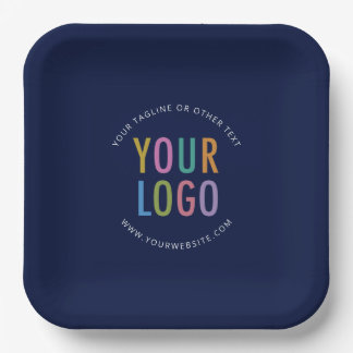 Navy Blue Square Paper Plates Custom Logo Branded ペーパープレート