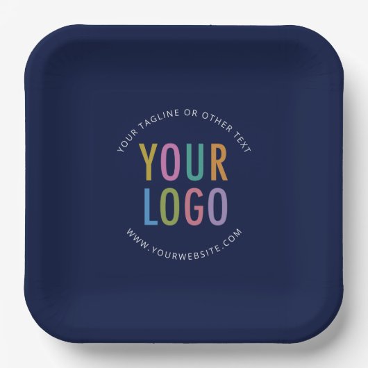 Navy Blue Square Paper Plates Custom Logo Branded ペーパープレート (正面)