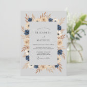 Navy Blue Stately Autumnal Wedding 招待状 (スタンド正面)