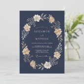 Navy Blue Stately Evening Wedding 招待状 (スタンド正面)