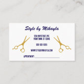 Navy Blue Stripes Gold Bar Stylist 名刺 (裏面)