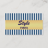 Navy Blue Stripes Gold Bar Stylist 名刺 (正面)