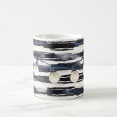 Navy Blue Stripes Light Bulbs コーヒーマグカップ (中央)