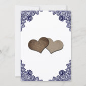 Navy Blue Sunflower Floral Lace Rustic Wedding 招待状 (裏面)