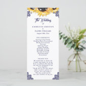 Navy Blue Sunflower Floral Lace Wedding Program プログラム (スタンド正面)