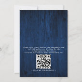 Navy Blue Sunflower Rustic Budget QR Code Wedding 招待状 (裏面)