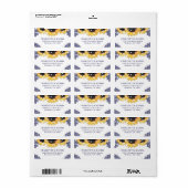 Navy Blue Sunflower Rustic Wedding Address Labels ラベル (フルシート)