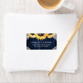 Navy Blue Sunflower Rustic Wedding Address Labels ラベル (インサイチュ)