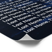 Navy Blue Sunflower Rustic Wood Seating Chart 12 ポスター (角)