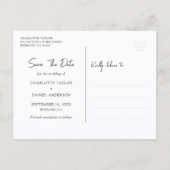 Navy Blue Sunflower Wedding Save The Date Postcard 案内ポストカード (裏面)