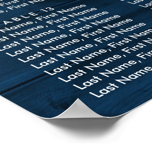 Navy Blue Sunflower Wedding Seating Chart 16 ポスター (角)