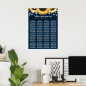 Navy Blue Sunflower Wedding Seating Chart 16 ポスター (ホームオフィス)