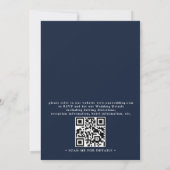 navy blue Sunflower white peony qr code wedding 招待状 (裏面)