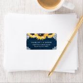 Navy Blue Sunflower Wood Wedding Address Labels ラベル (インサイチュ)