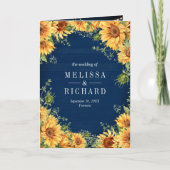 Navy Blue Sunflowers Mason Jar QR Code Wedding 招待状 (正面)