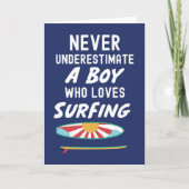 Navy Blue Surfer Cards For Kids Boys Surfing Surf カード (正面)