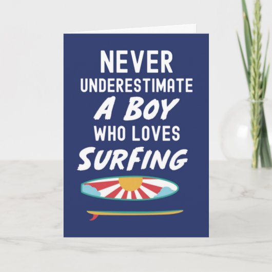 Navy Blue Surfer Cards For Kids Boys Surfing Surf カード (正面)