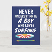 Navy Blue Surfer Cards For Kids Boys Surfing Surf カード (黄色い花)