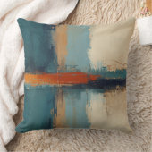 Navy Blue Teal Red Modern Rustic Abstract Design クッション (ブランケット)