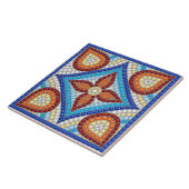 Navy Blue Teal White Red Marble Moroccan Mosaic  タイル (側面)