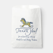 Navy Blue Thank You Rocking Horse Baby Shower フェイバーバッグ (正面)