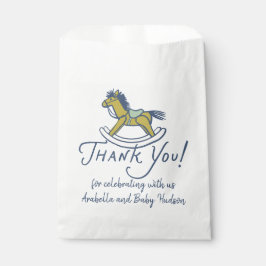 Navy Blue Thank You Rocking Horse Baby Shower フェイバーバッグ