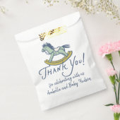 Navy Blue Thank You Rocking Horse Baby Shower フェイバーバッグ (封をした状態)