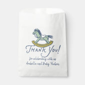Navy Blue Thank You Rocking Horse Baby Shower フェイバーバッグ (正面)