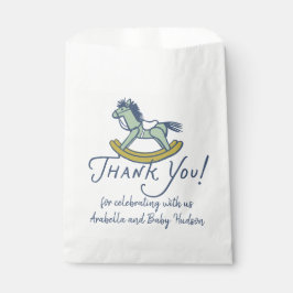 Navy Blue Thank You Rocking Horse Baby Shower フェイバーバッグ