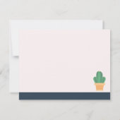 Navy Blue Timeless Cactus Stationery Note Card 招待状 (裏面)