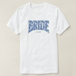 Navy Blue Toile BRIDE Engagement Shower Bach Party Tシャツ