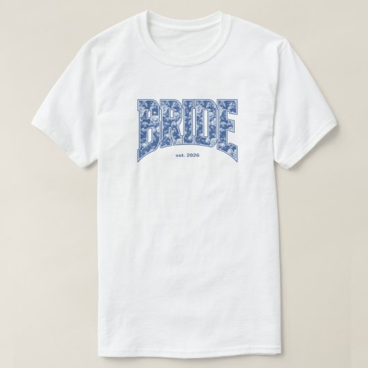 Navy Blue Toile BRIDE Engagement Shower Bach Party Tシャツ (デザイン正面)