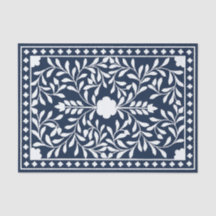 Navy Blue Traditional Bone Inlay Decoupage Paper