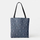 Navy Blue Trellis Monogram Personalized Custom トートバッグ (裏面)