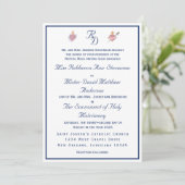 Navy-Blue Two Hearts Catholic Wedding Invitation 招待状 (スタンド正面)
