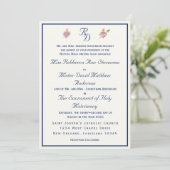 Navy-Blue Two Hearts Catholic Wedding Invitation 招待状 (スタンド正面)