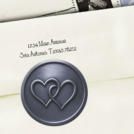 Navy  Blue Two Hearts Intertwined Wedding ラウンドシール