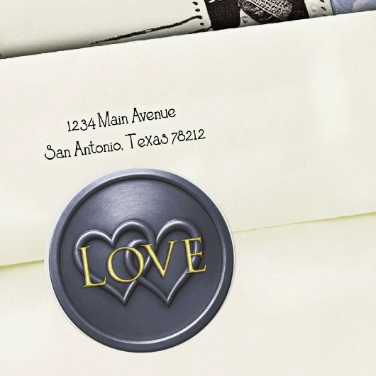 Navy Blue Two Hearts Intertwined Wedding ラウンドシール