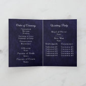 Navy Blue Velvet White Folded Wedding Program プログラム (内部)