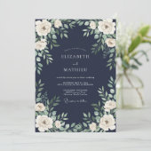 Navy Blue Verdant Botanical Wedding 招待状 (スタンド正面)