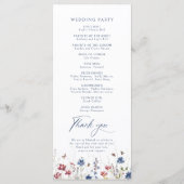 Navy Blue Watercolor Wildflower Rustic Wedding メニュー (裏面)