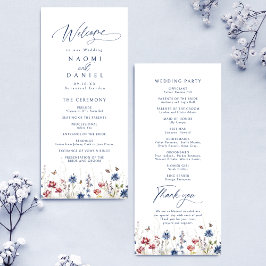 Navy Blue Watercolor Wildflower Rustic Wedding メニュー