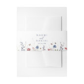 Navy Blue Watercolor Wildflower Rustic Wedding 招待状ベリーバンド (正面例)